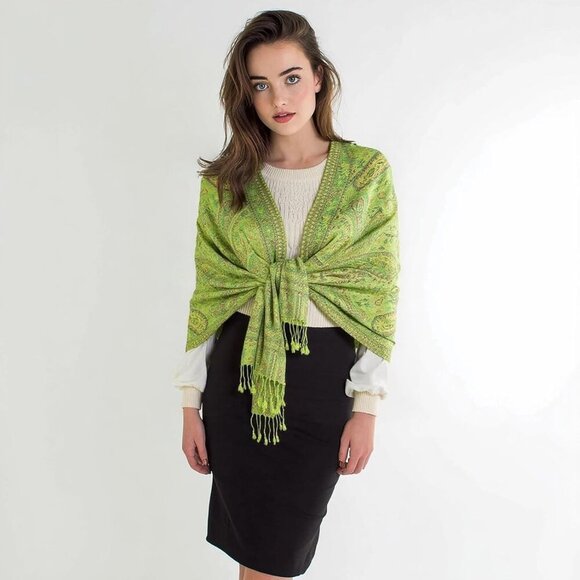 Women Pashmina Feel Shawl Wrap Reversible Soft Silky Scarf for Fashion - Picture 4 of 7